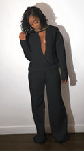 FRENCH TERRY PLUNGE SWEATSHIRT SET